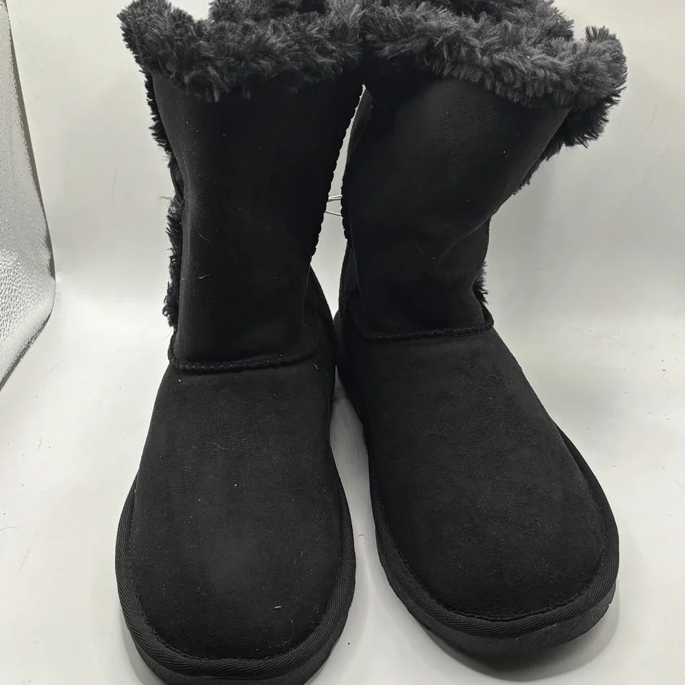 Joe Boxer Romy Womens 8 Black Faux Suede Fur Lined Toggle Mid Calf Winter Boots‎